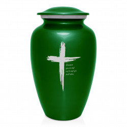 Dust to Dust Cross Cremation Urn - Shamrock Green