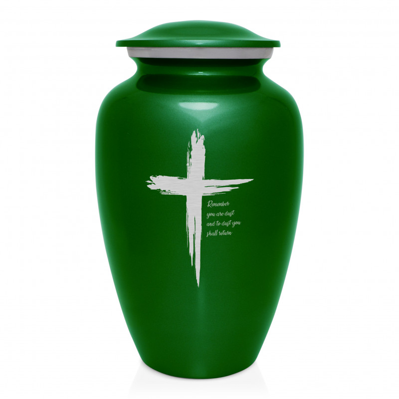Dust to Dust Cross Cremation Urn - Shamrock Green
