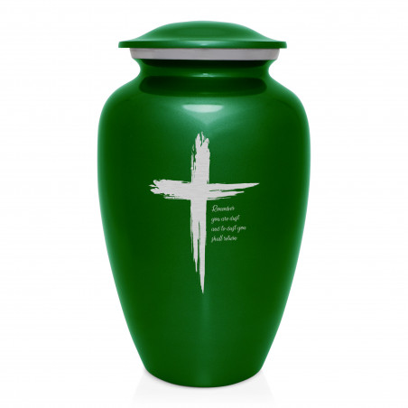 Dust to Dust Cross Cremation Urn - Shamrock Green