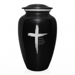 Dust to Dust Cross Cremation Urn - Jet Black