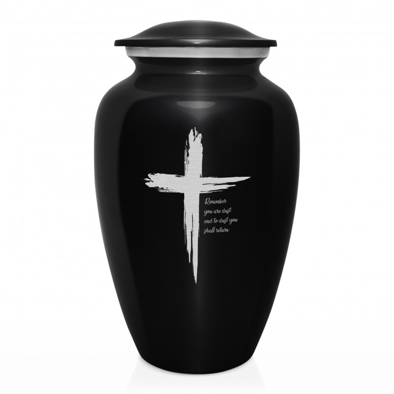 Dust to Dust Cross Cremation Urn - Jet Black