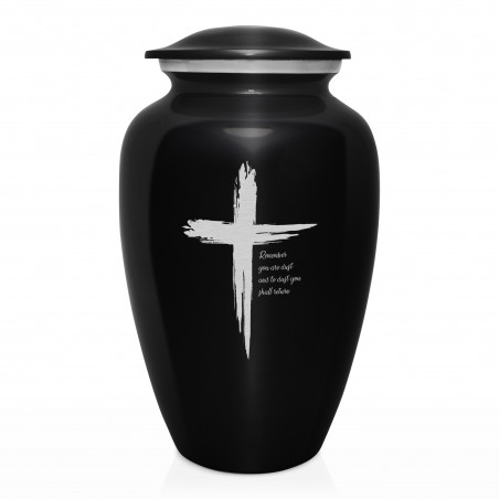 Dust to Dust Cross Cremation Urn - Jet Black
