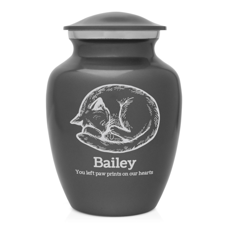 Dreaming Kitten Pet Cremation Urn - Gunmetal Gray