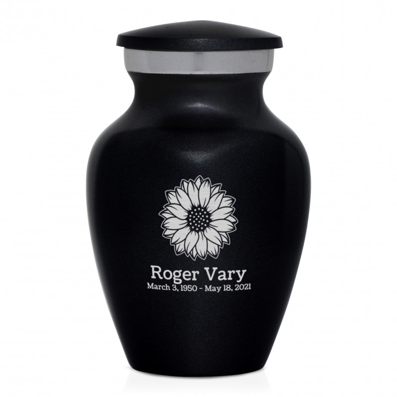 Sunflower Keepsake Urn - Jet Black