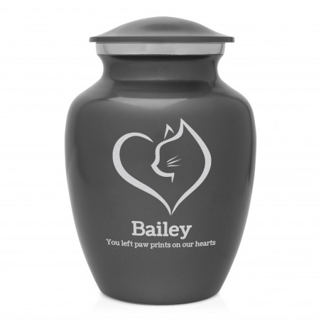 Loving Cat Cremation Urn - Gunmetal Gray
