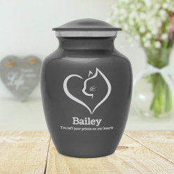 Loving Cat Cremation Urn - Gunmetal Gray