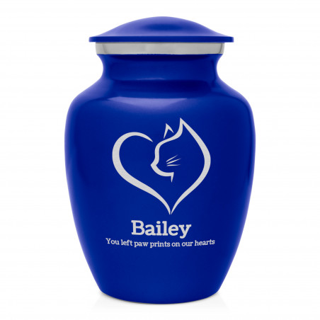 Loving Cat Cremation Urn - Midnight Blue