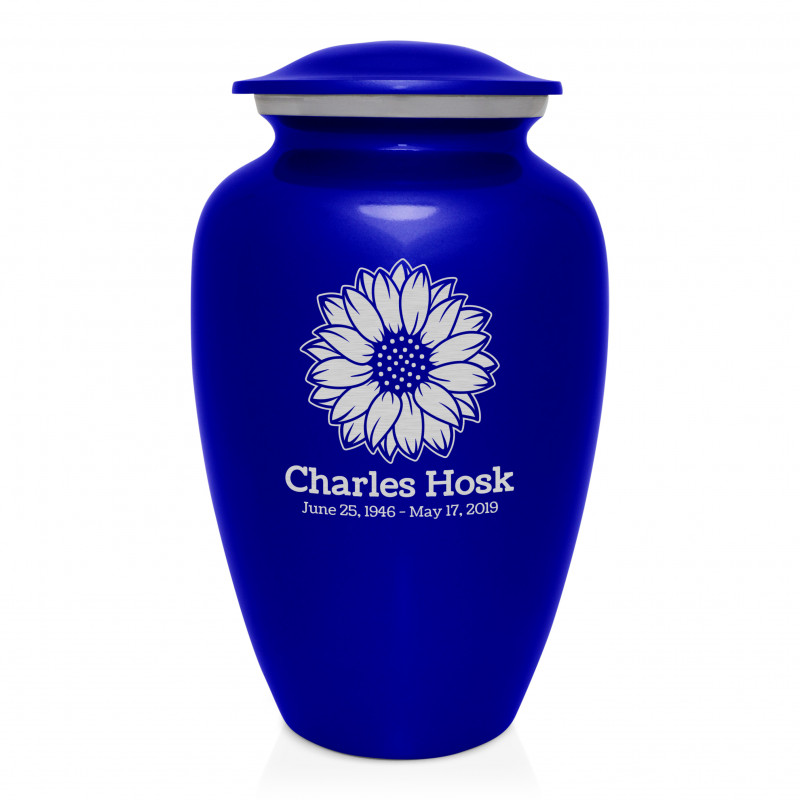 Sunflower Cremation Urn - Midnight Blue