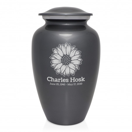 Sunflower Cremation Urn - Gunmetal Gray
