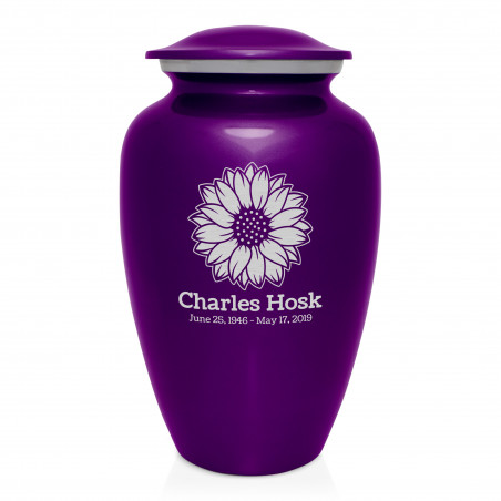 Sunflower Cremation Urn - Purple Luster