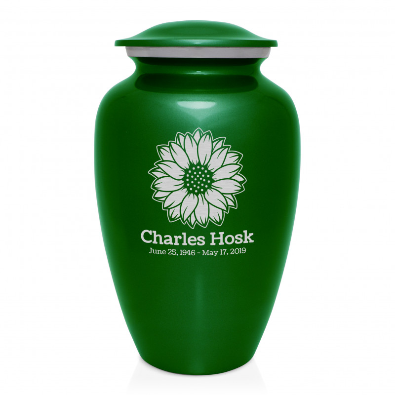 Sunflower Cremation Urn - Shamrock Green