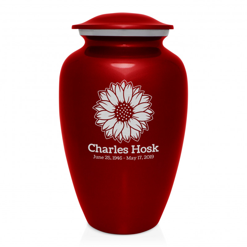Sunflower Cremation Urn - Ruby Red