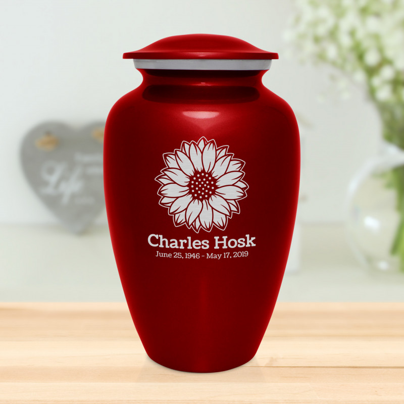 Sunflower Cremation Urn - Ruby Red