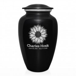 Sunflower Cremation Urn - Jet Black