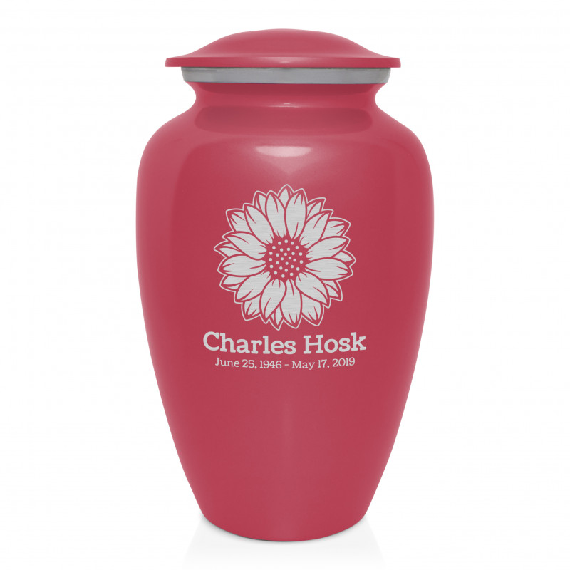 Sunflower Cremation Urn - Rose Pink