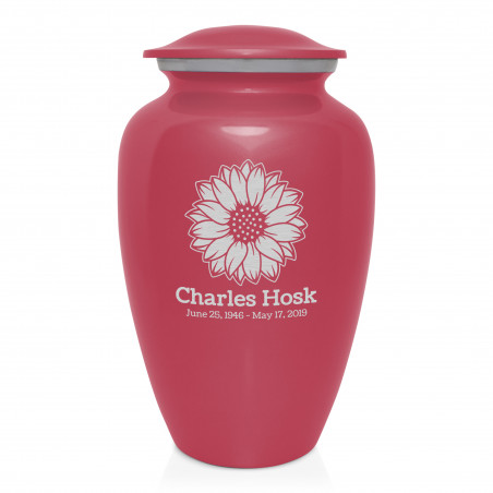 Sunflower Cremation Urn - Rose Pink