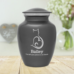 Cat Silhouette Cremation Urn - Gunmetal Gray