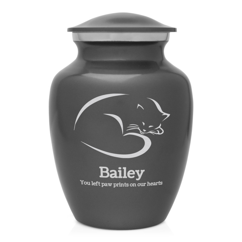 Sleeping Cat Cremation Urn - Gunmetal Gray