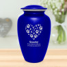 Extra Large Paw Print Heart Pet Cremation Urn - Midnight Blue