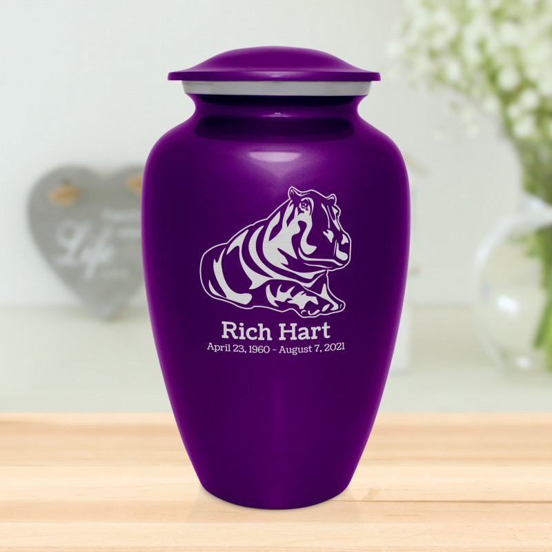 Hippo Cremation Urn - Purple Luster