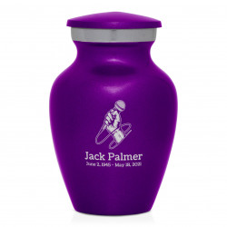 Microphone Hand Keepsake Urn - Purple Luster