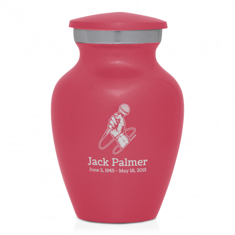 Microphone Hand Keepsake Urn - Rose Pink