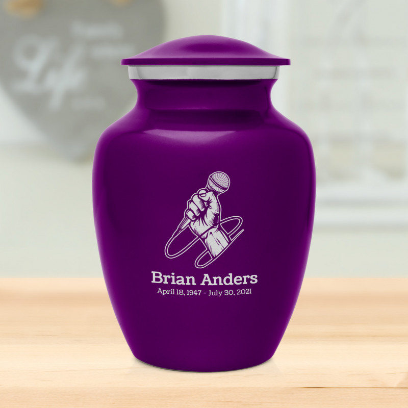 Microphone Hand Sharing Urn - Purple Luster