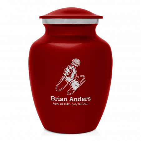 Microphone Hand Sharing Urn - Ruby Red