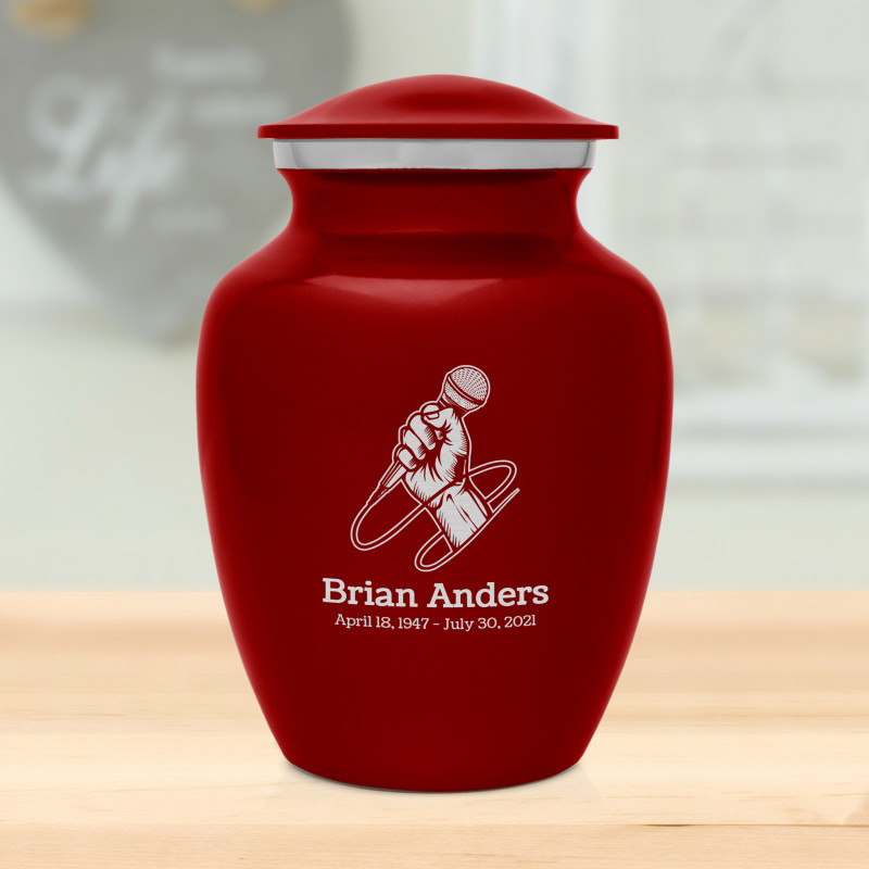 Microphone Hand Sharing Urn - Ruby Red