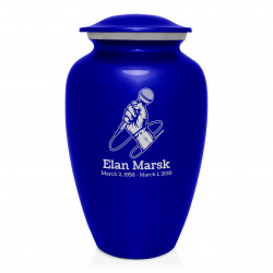 Microphone Hand Cremation Urn - Midnight Blue