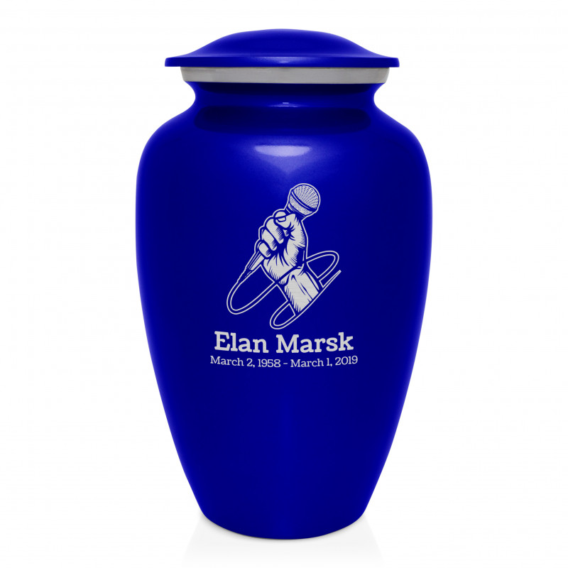 Microphone Hand Cremation Urn - Midnight Blue