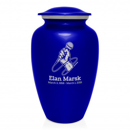 Microphone Hand Cremation Urn - Midnight Blue