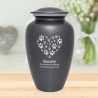 Extra Large Paw Print Heart Pet Cremation Urn - Gunmetal Gray