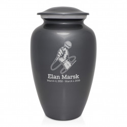 Microphone Hand Cremation Urn - Gunmetal Gray