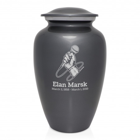 Microphone Hand Cremation Urn - Gunmetal Gray