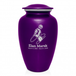 Microphone Hand Cremation Urn - Purple Luster