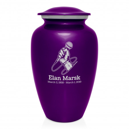 Microphone Hand Cremation Urn - Purple Luster