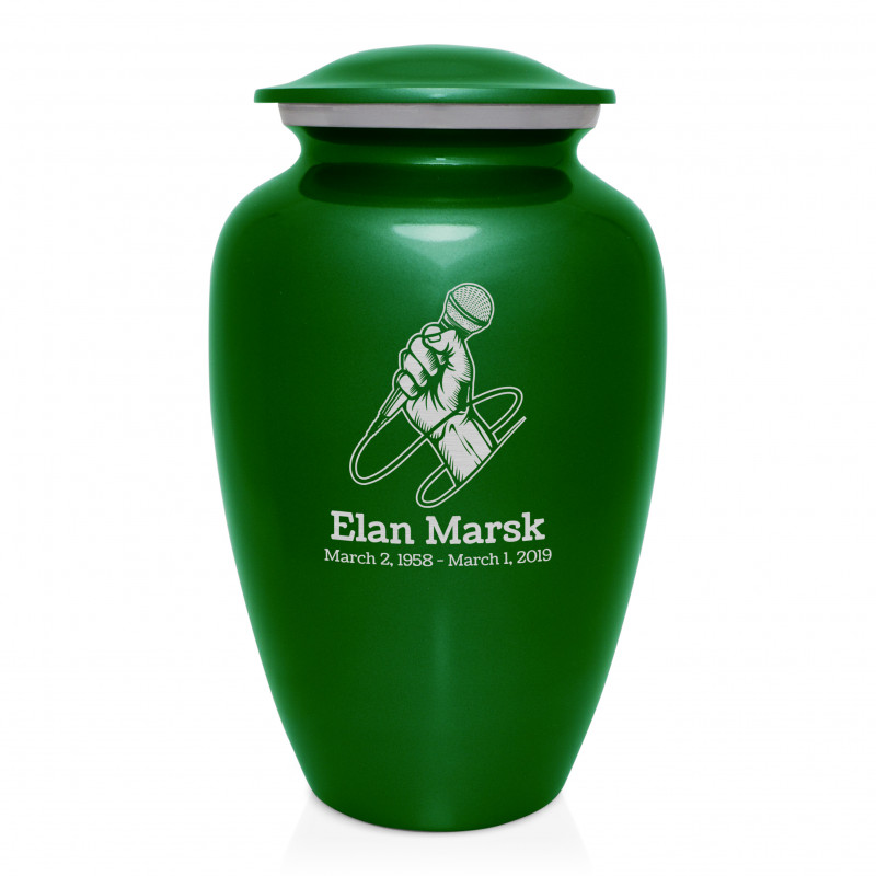 Microphone Hand Cremation Urn - Shamrock Green