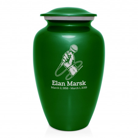 Microphone Hand Cremation Urn - Shamrock Green