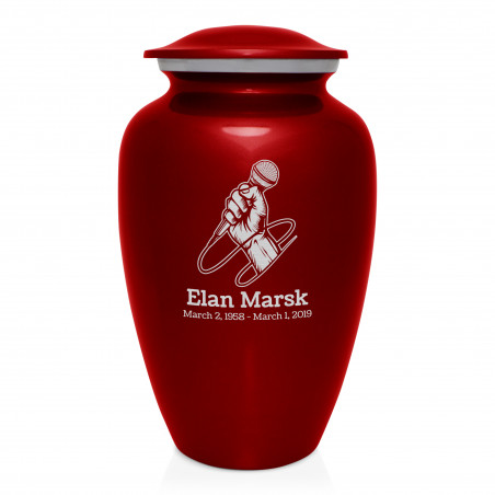 Microphone Hand Cremation Urn - Ruby Red