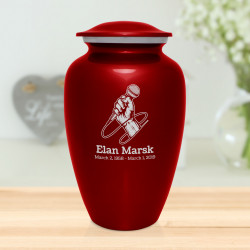 Microphone Hand Cremation Urn - Ruby Red