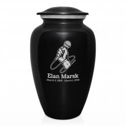 Microphone Hand Cremation Urn - Jet Black