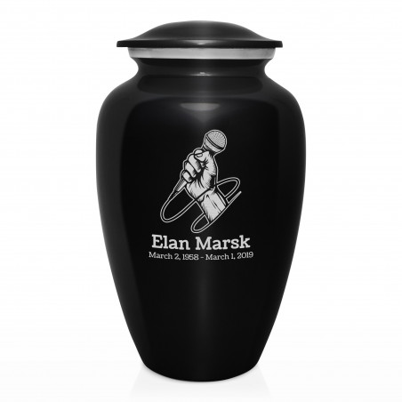 Microphone Hand Cremation Urn - Jet Black