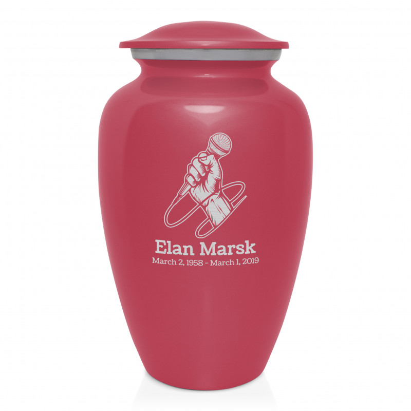 Microphone Hand Cremation Urn - Rose Pink