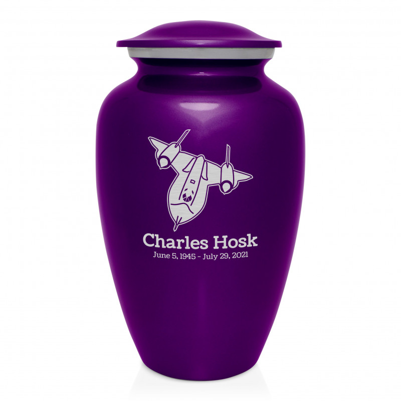 SR71 Blackbird Jet Cremation Urn - Purple Luster