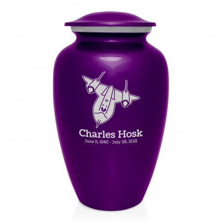 SR71 Blackbird Jet Cremation Urn - Purple Luster