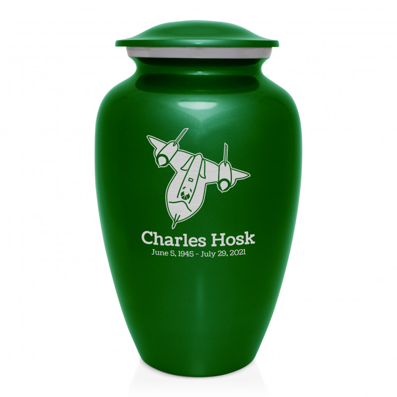 SR71 Blackbird Jet Cremation Urn - Shamrock Green