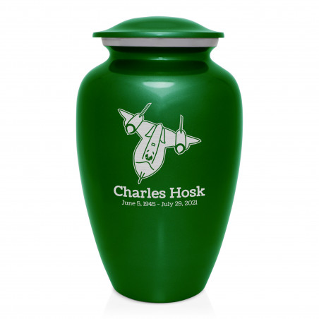 SR71 Blackbird Jet Cremation Urn - Shamrock Green