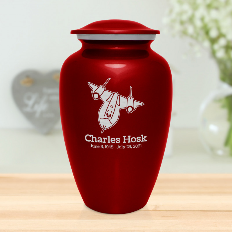 SR71 Blackbird Jet Cremation Urn - Ruby Red