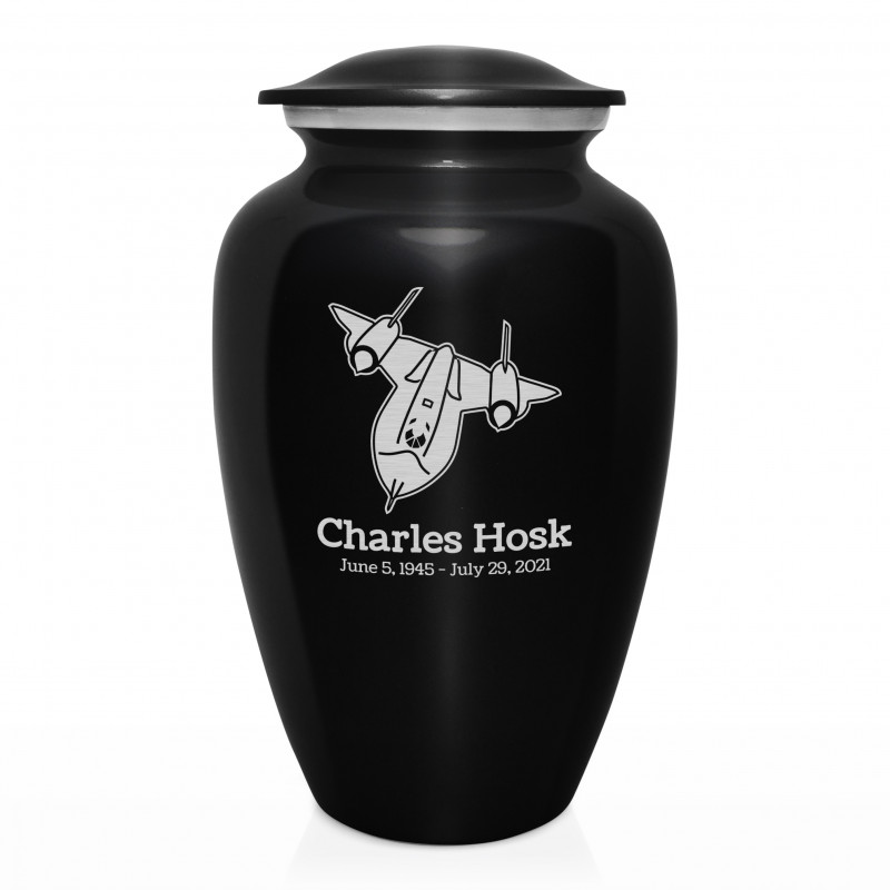 SR71 Blackbird Jet Cremation Urn - Jet Black